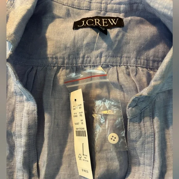 NWT JCrew Bungalow Linen Maxi Popover Dress XS (BLUE) - Picture 4 of 5